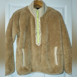 J CREW Teddy Bear Half Zip Pullover Sweater Top Shirt Size Medium Tan Yellow